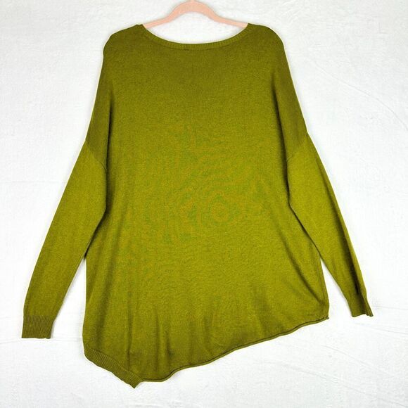 John Mark Cotton Wool Blend Asymmetrical Sweater Size Medium Green Lagenlook - Picture 2 of 5